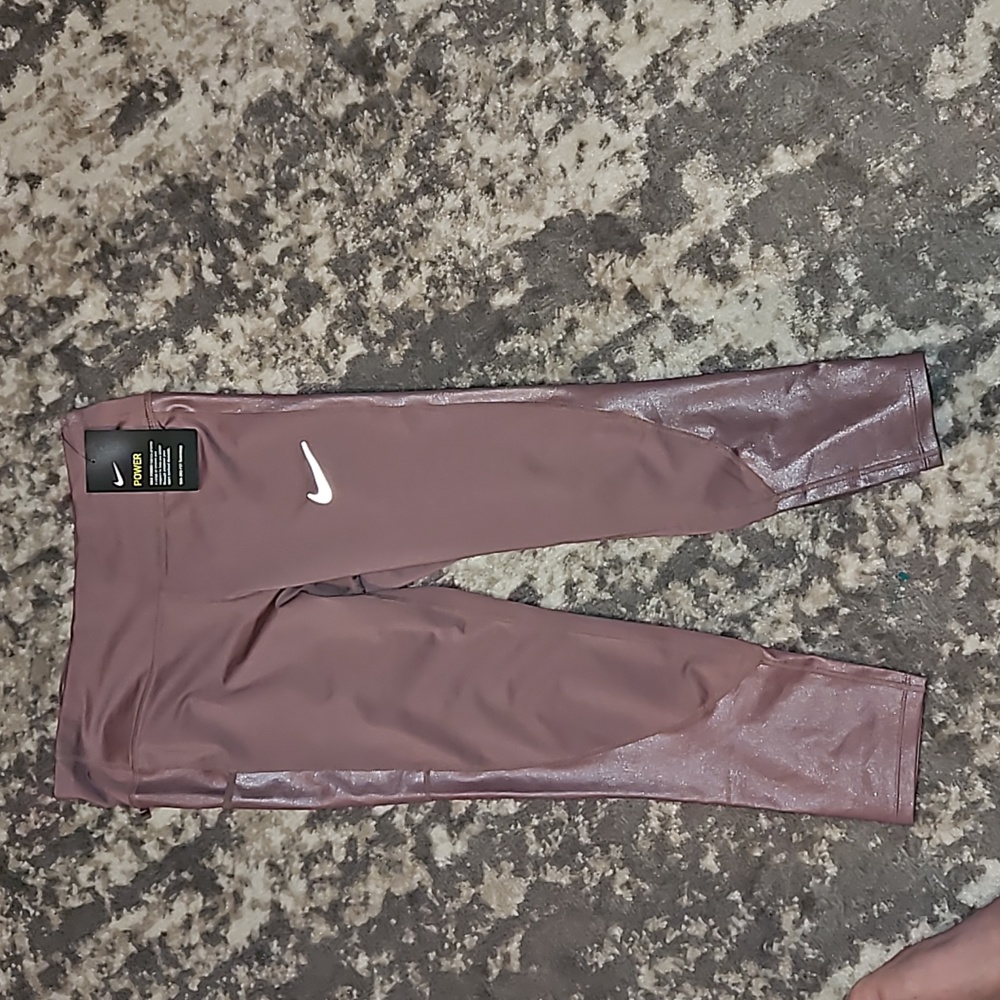 Nike Women's Lux Racer Crop Smokey Mauve rose Athletic Leggings Size Small